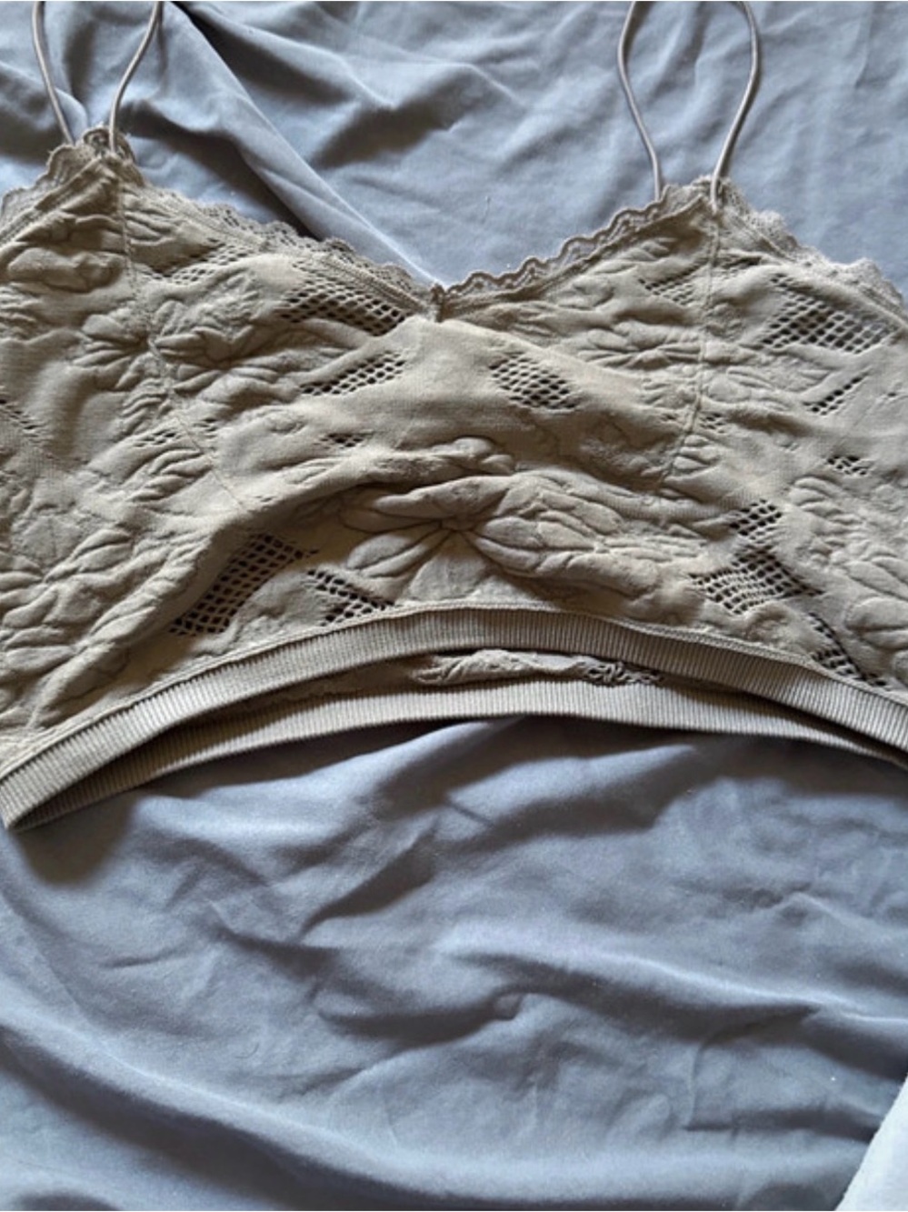 Lace Trim Beige Bralette